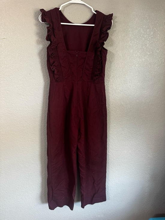 Gianni Bini Burgundy Ruffle Sleeve Jumpsuit – Size 8 - Picture 3 of 4